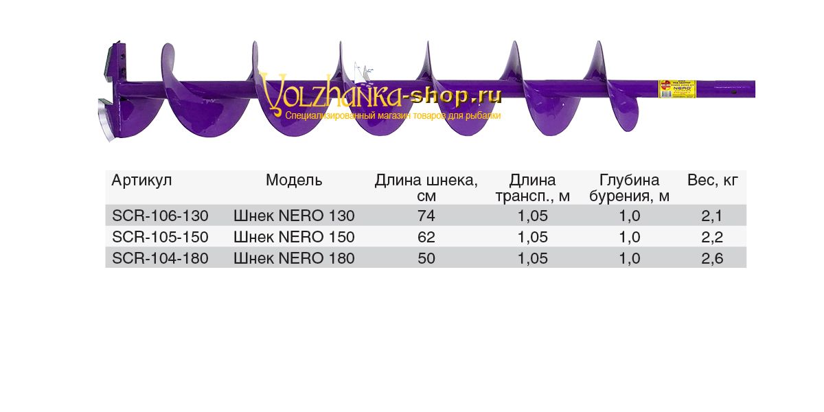 Шнек "NERO" 180мм под шуруповерт